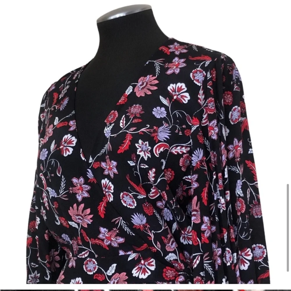 Banana Republic‎ - Floral Puff Sleeve Peplum Wrap Top S
